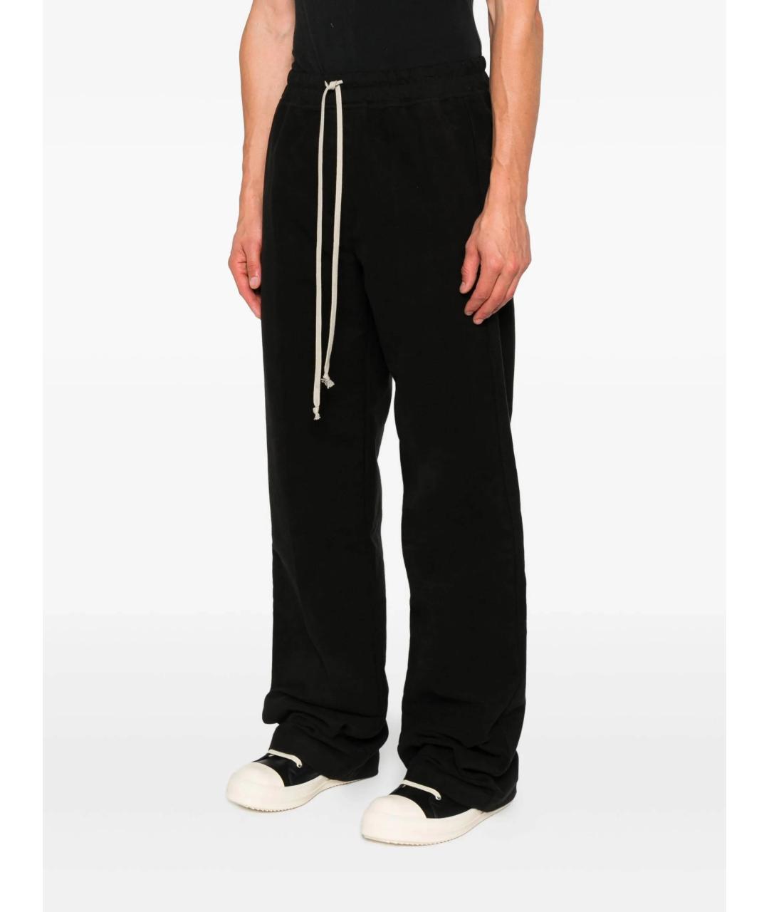 RICK OWENS Черные хлопковые повседневные брюки, фото 3