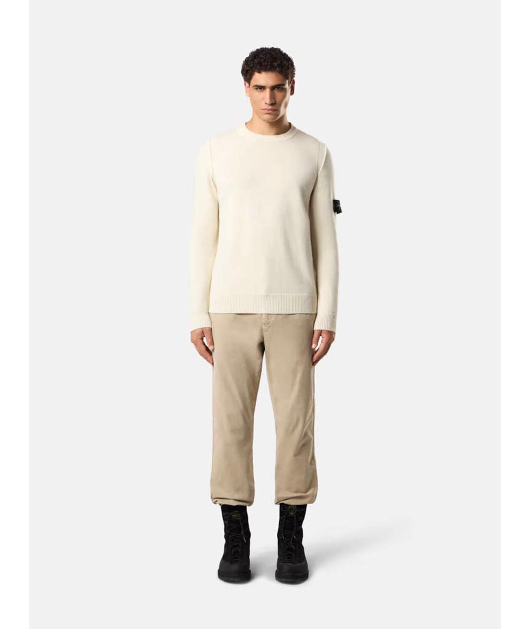 STONE ISLAND Бежевый шерстяной джемпер / свитер, фото 2