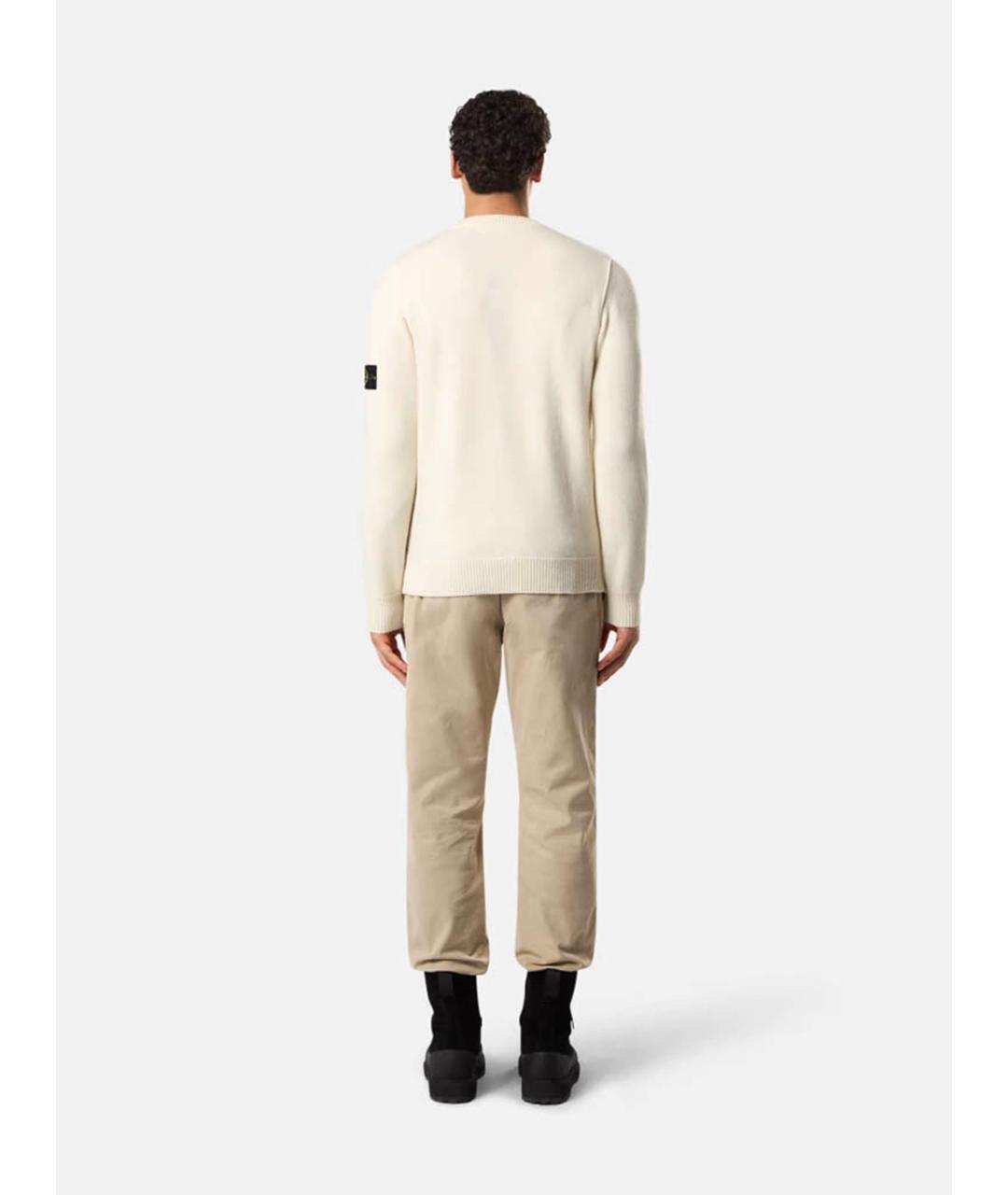 STONE ISLAND Бежевый шерстяной джемпер / свитер, фото 5