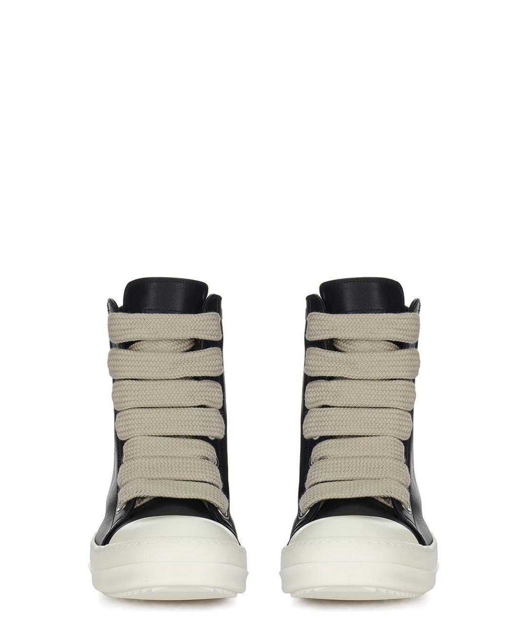 RICK OWENS Черные кожаные высокие кроссовки / кеды, фото 2
