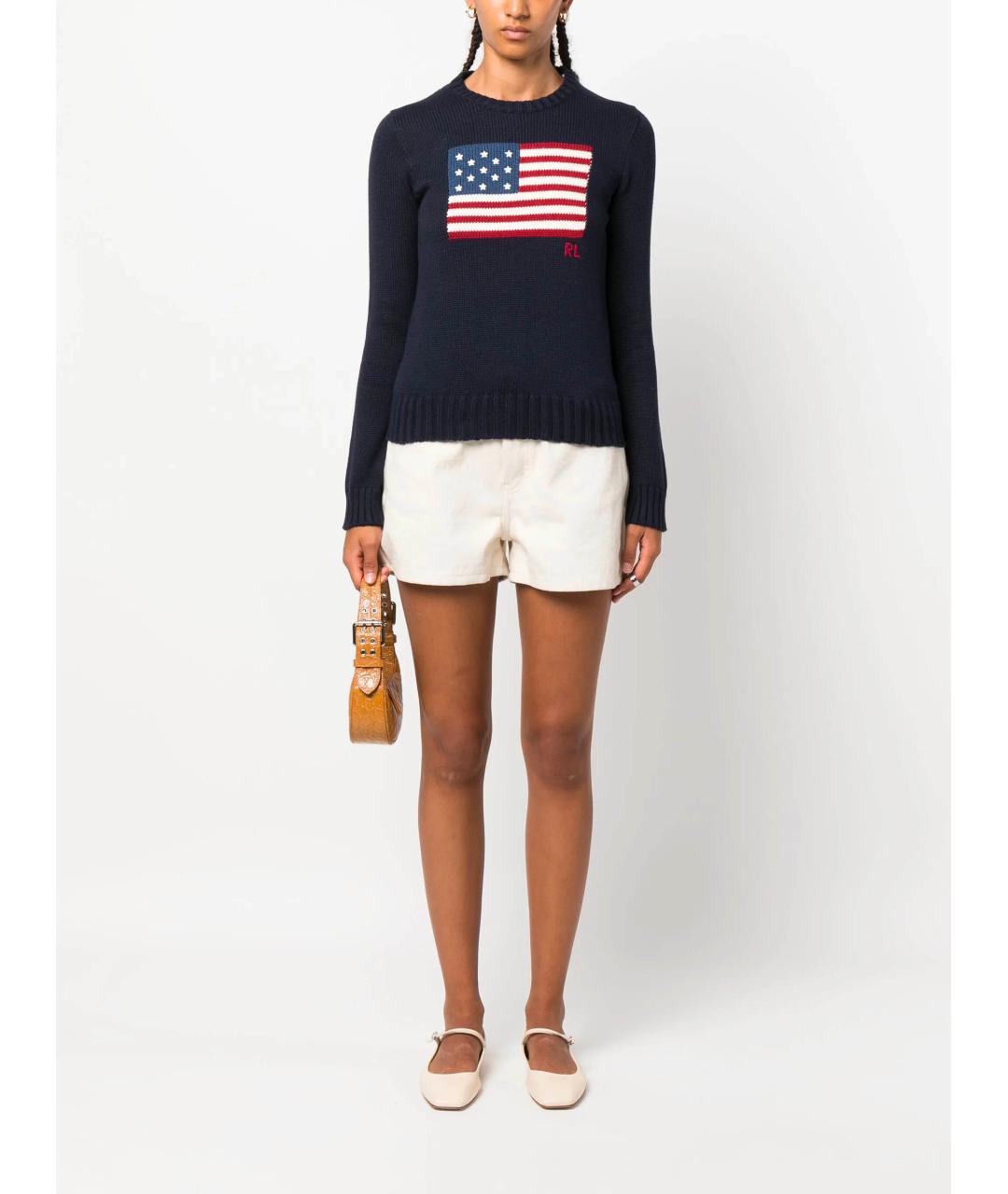 POLO RALPH LAUREN Темно-синий хлопковый джемпер / свитер, фото 2
