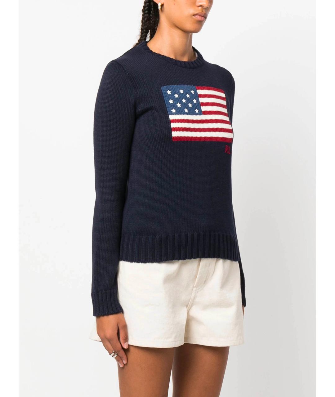 POLO RALPH LAUREN Темно-синий хлопковый джемпер / свитер, фото 3