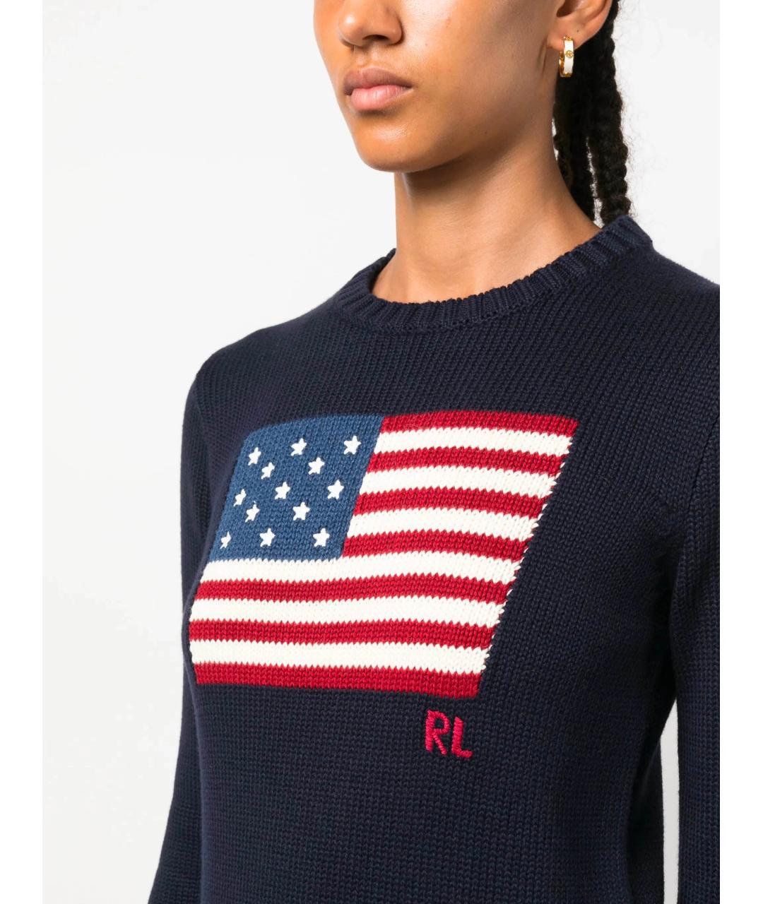 POLO RALPH LAUREN Темно-синий хлопковый джемпер / свитер, фото 5