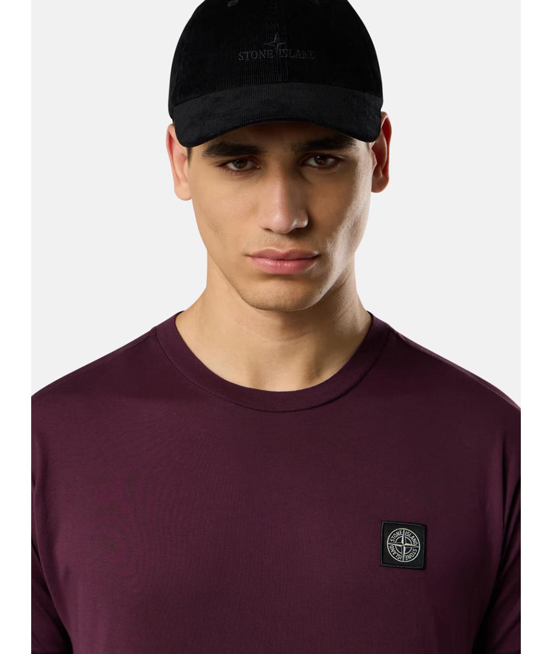 STONE ISLAND Бордовая хлопковая футболка, фото 3