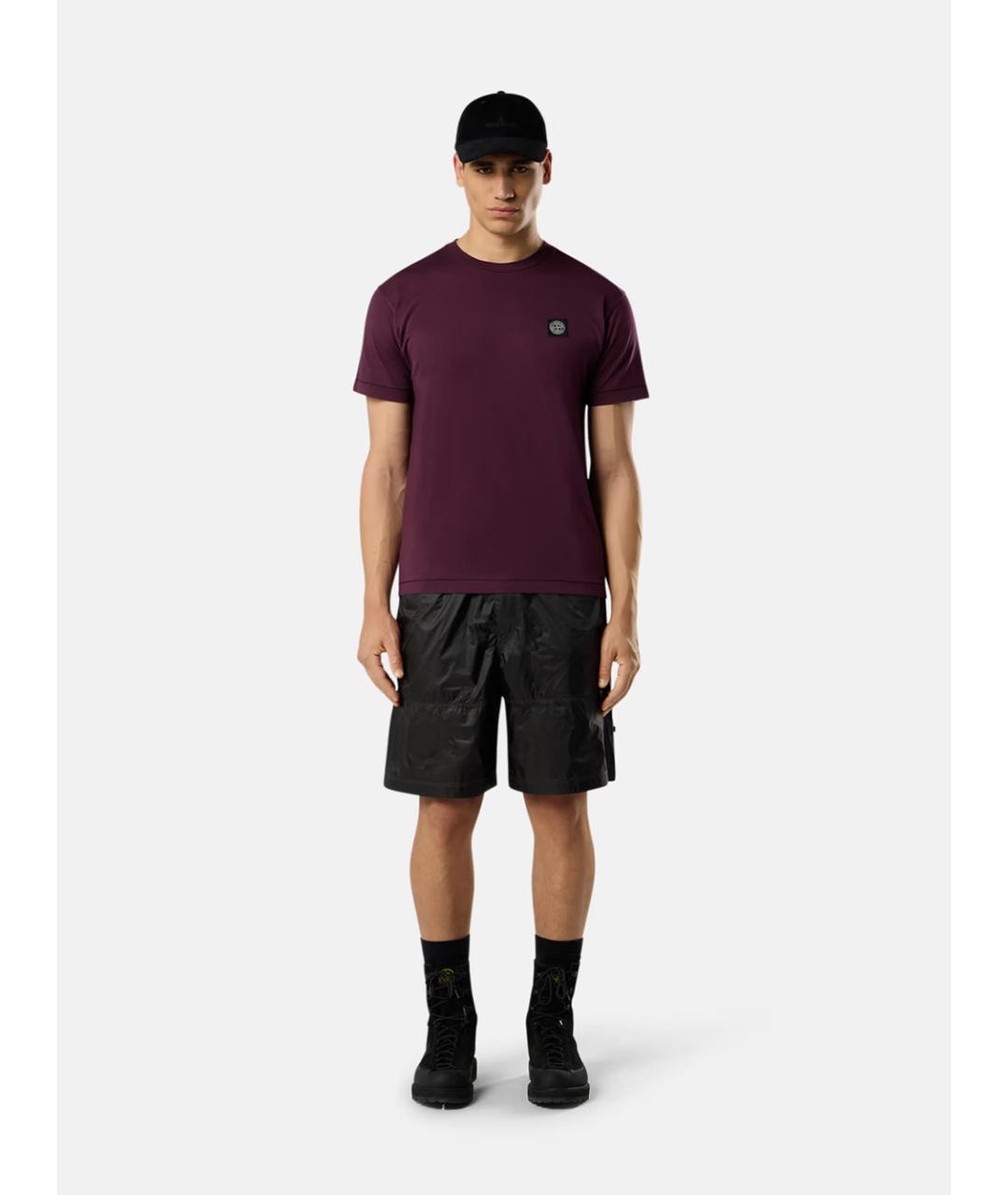 STONE ISLAND Бордовая хлопковая футболка, фото 2