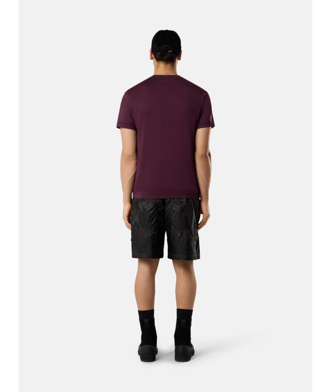 STONE ISLAND Бордовая хлопковая футболка, фото 4