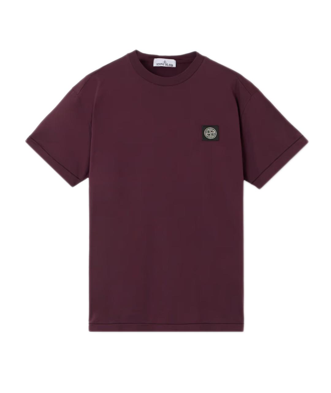STONE ISLAND Бордовая хлопковая футболка, фото 1