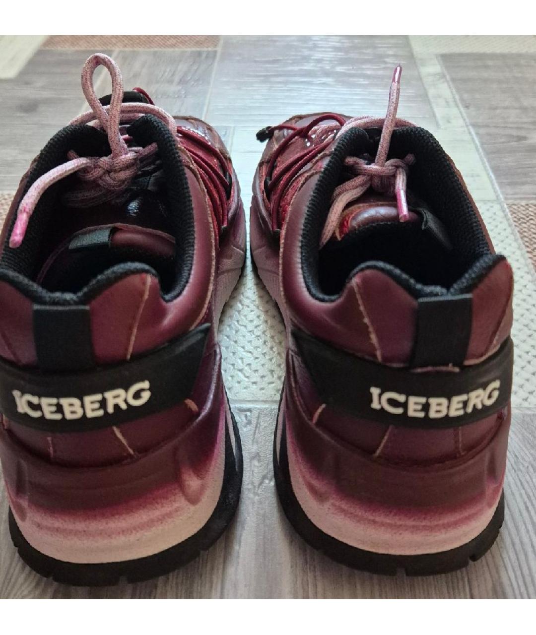 ICEBERG Бордовые кожаные кроссовки, фото 4
