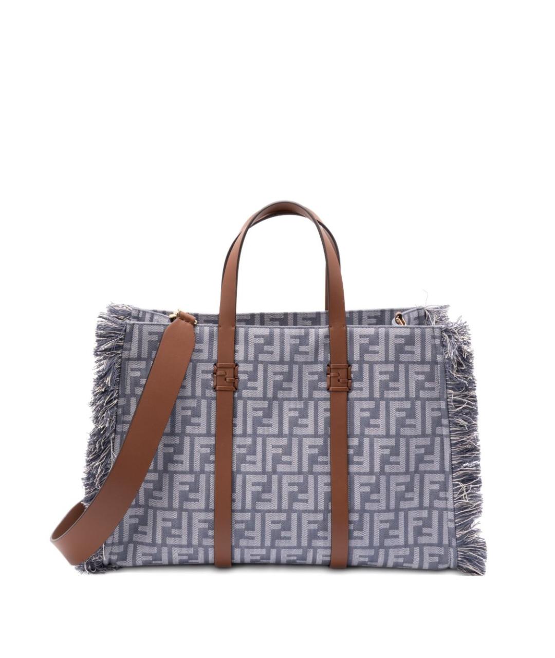 FENDI Голубая тканевая сумка тоут, фото 6