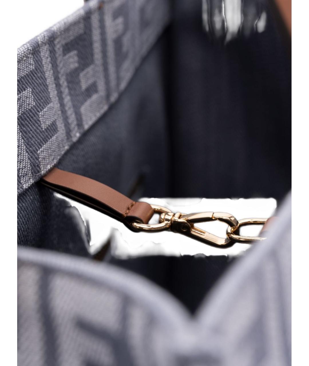 FENDI Голубая тканевая сумка тоут, фото 5