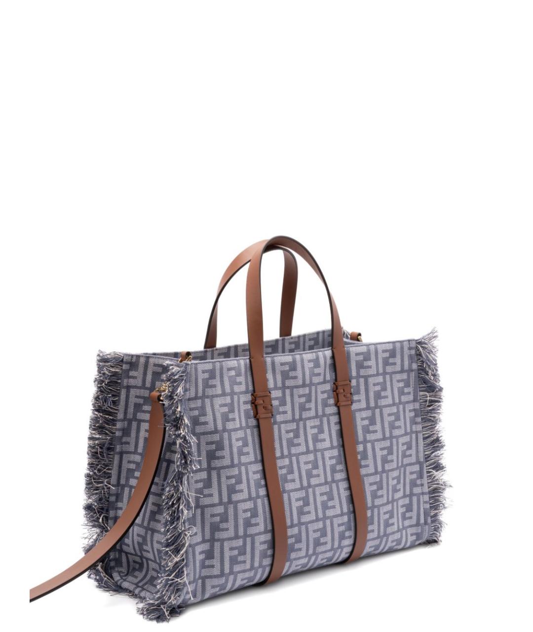 FENDI Голубая тканевая сумка тоут, фото 4