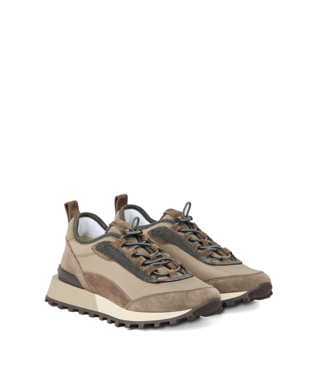 BRUNELLO CUCINELLI Хаки текстильные кроссовки, фото 3