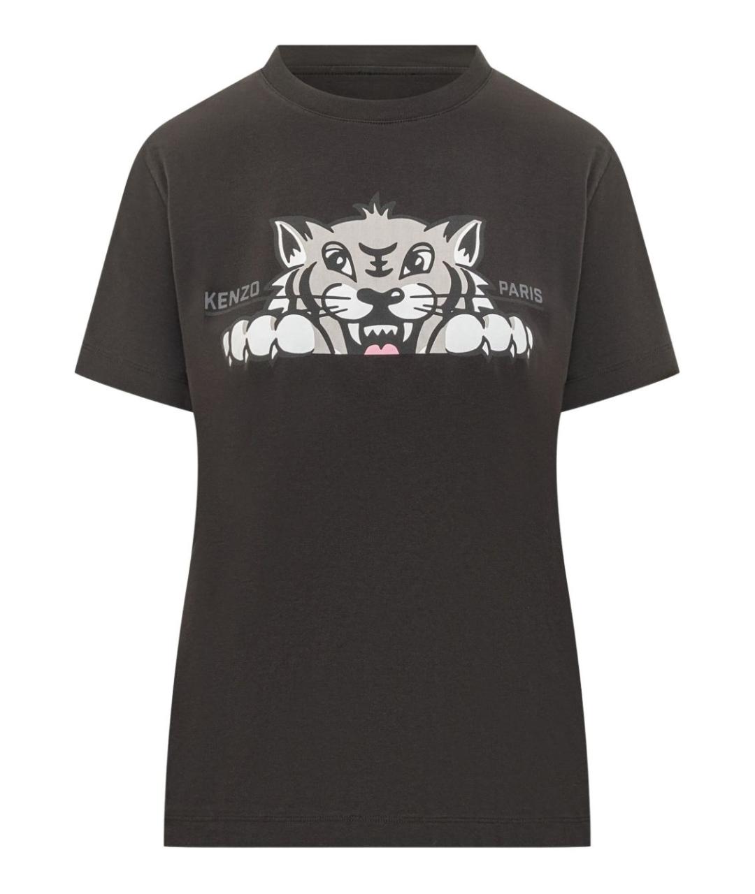 KENZO Антрацитовая хлопковая футболка, фото 1