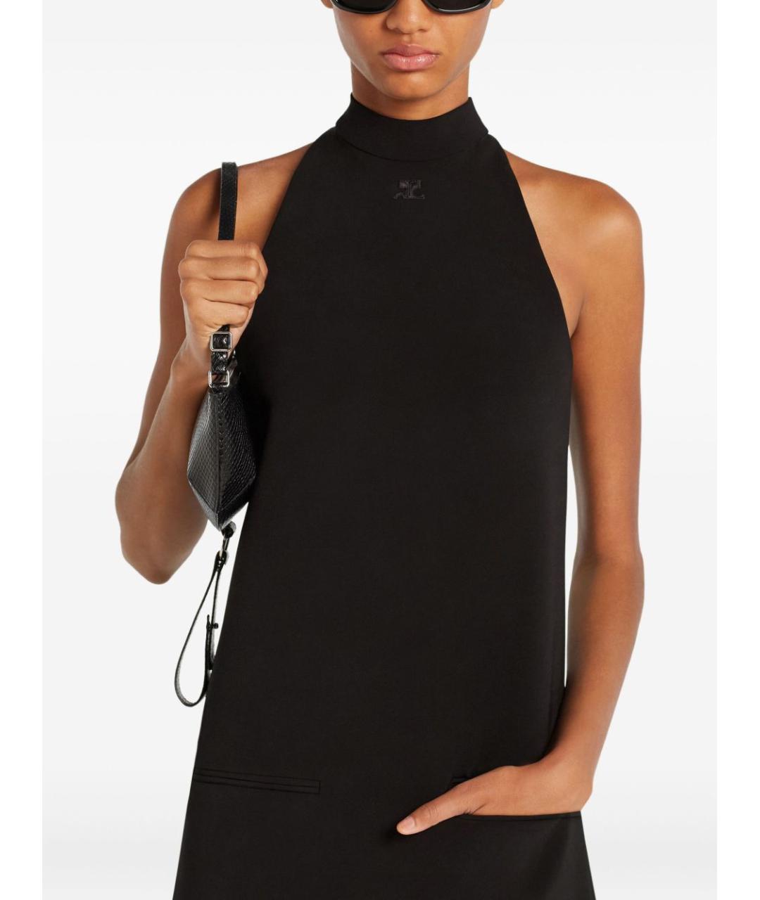 COURREGES Черное полиэстеровое повседневное платье, фото 4