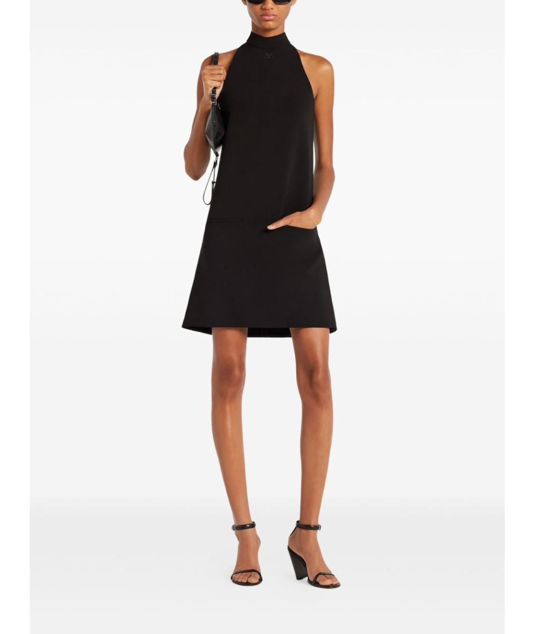 COURREGES Черное полиэстеровое повседневное платье, фото 2