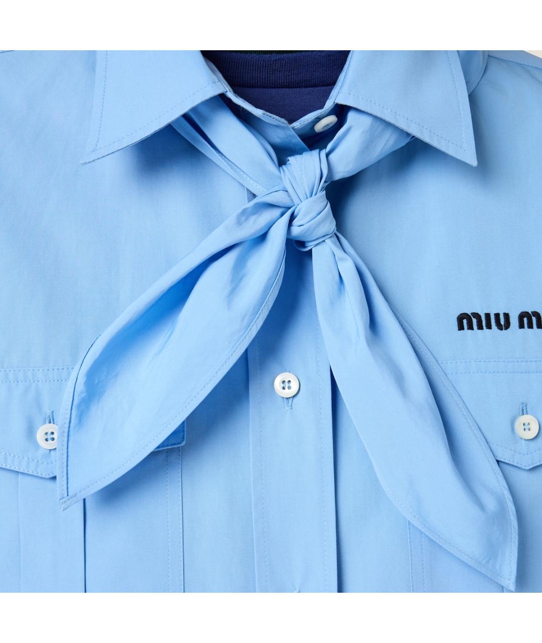 MIU MIU Голубая хлопковая рубашка, фото 5