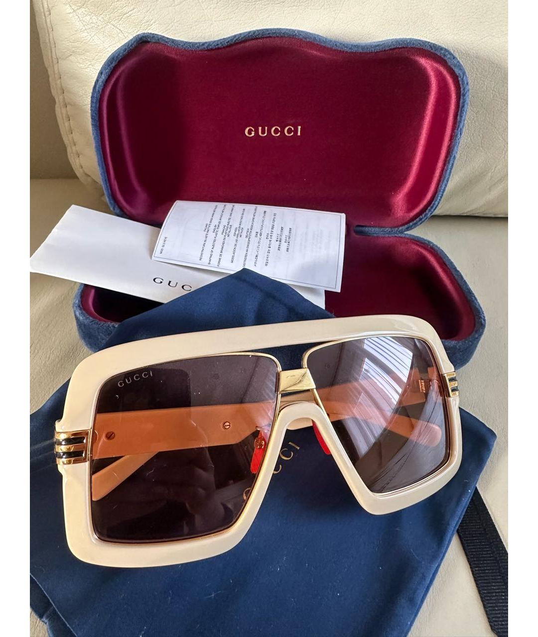 GUCCI Бежевые пластиковые солнцезащитные очки, фото 4