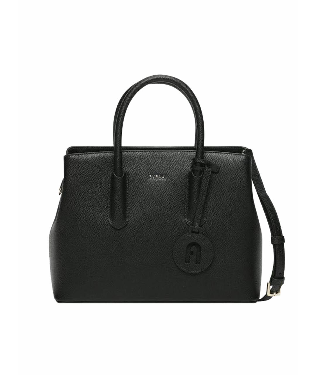 FURLA Черная кожаная сумка с короткими ручками, фото 1