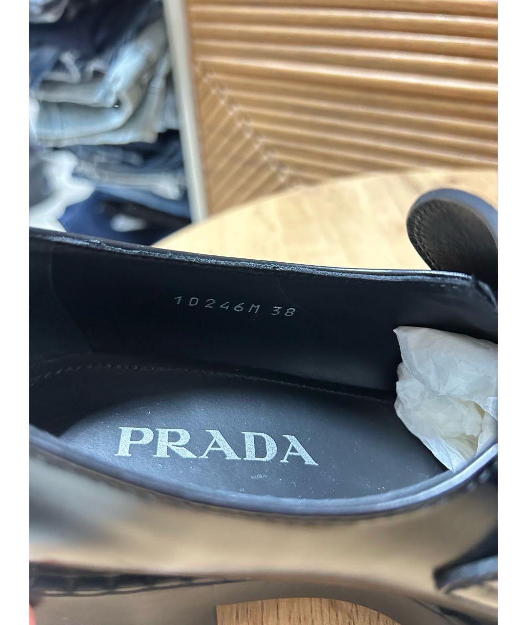 PRADA Черные кожаные лоферы, фото 6