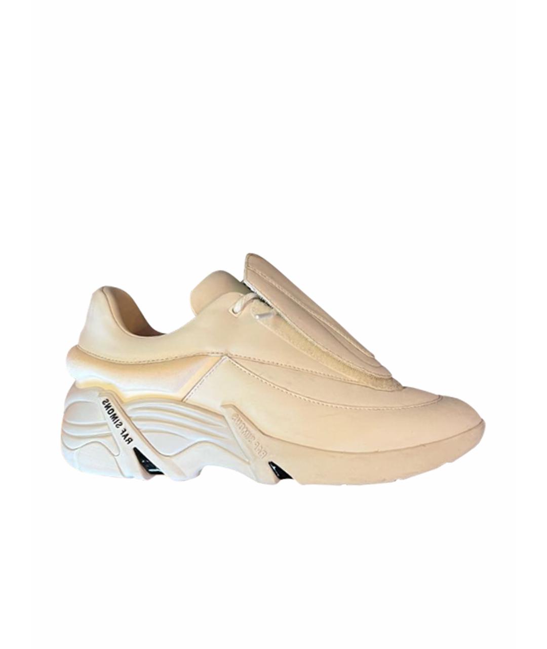 RAF SIMONS Белые кожаные низкие кроссовки / кеды, фото 1