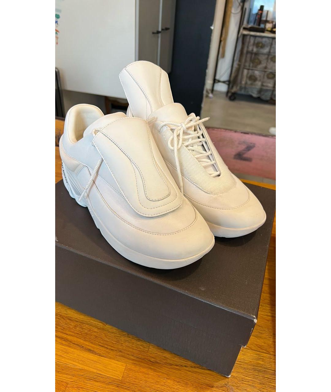 RAF SIMONS Белые кожаные низкие кроссовки / кеды, фото 3