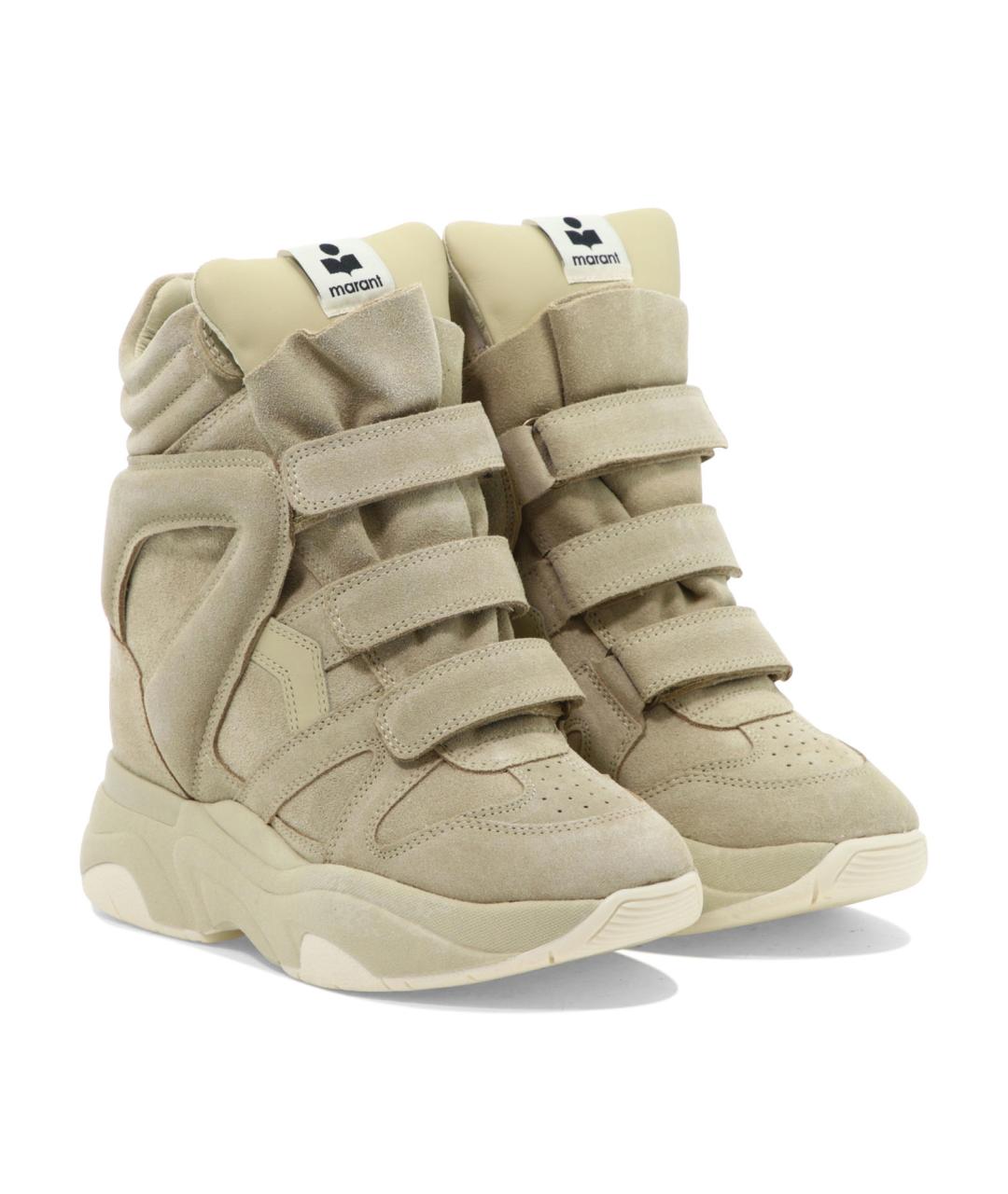 ISABEL MARANT Бежевые кожаные кроссовки, фото 2