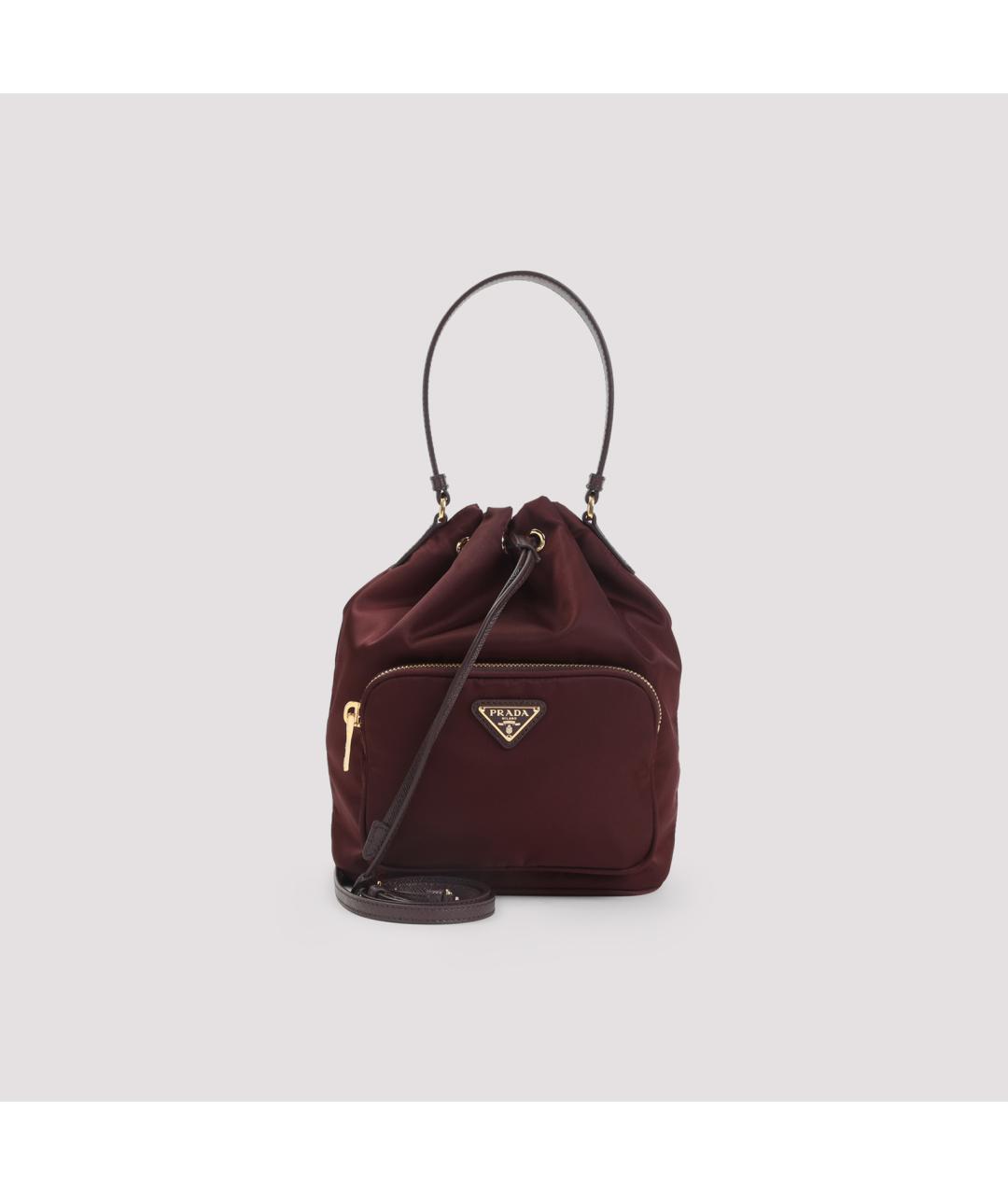 PRADA Бордовая синтетическая сумка с короткими ручками, фото 2