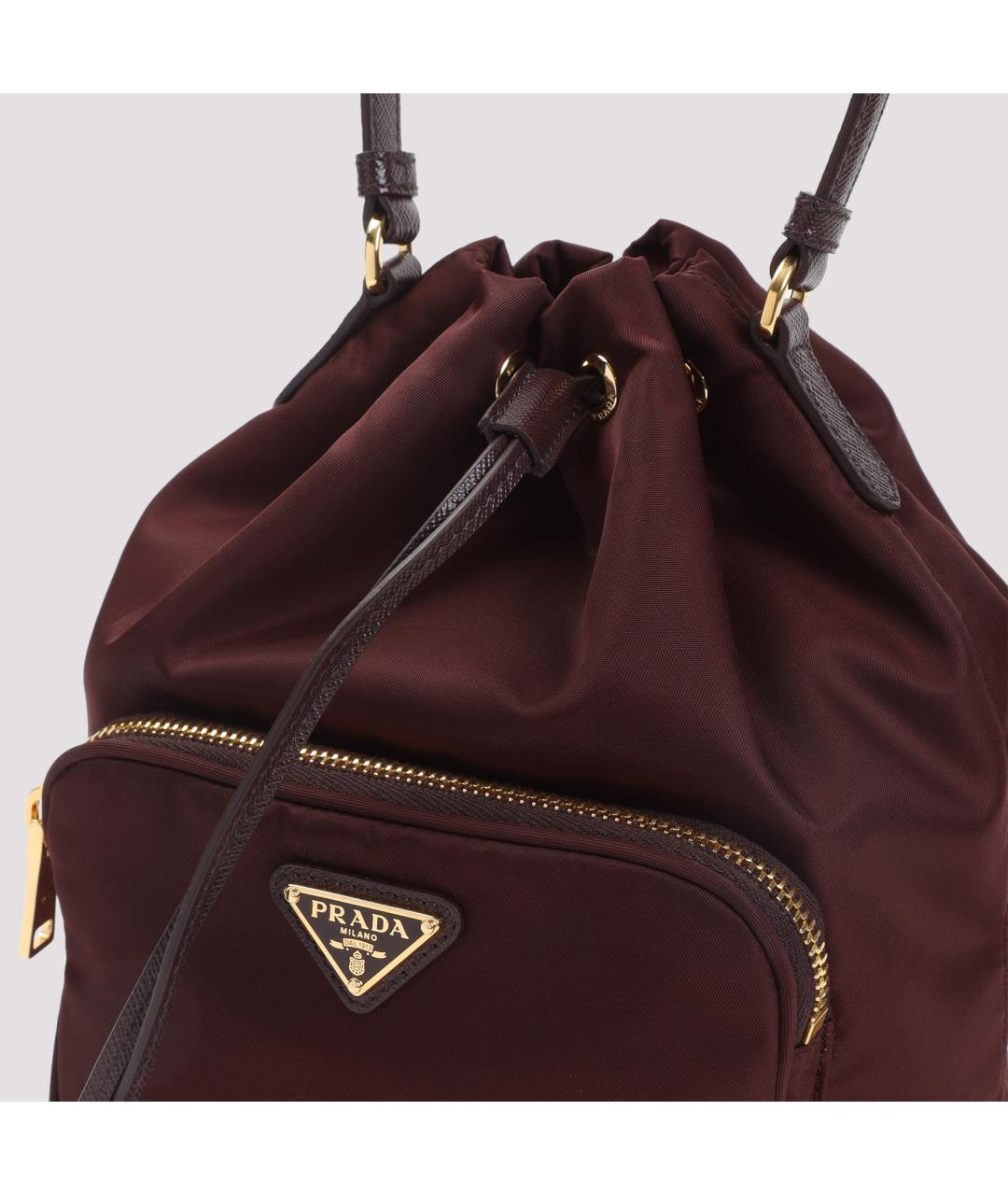 PRADA Бордовая синтетическая сумка с короткими ручками, фото 4