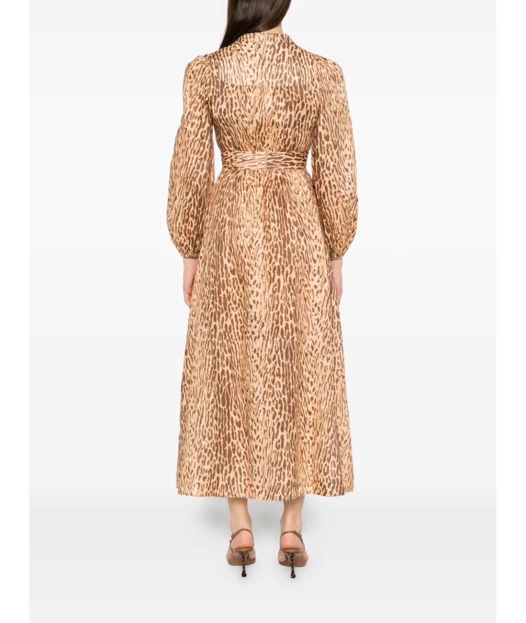 ZIMMERMANN Бежевое льняное повседневное платье, фото 3