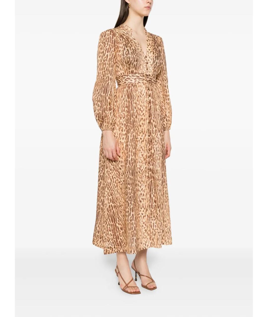 ZIMMERMANN Бежевое льняное повседневное платье, фото 2