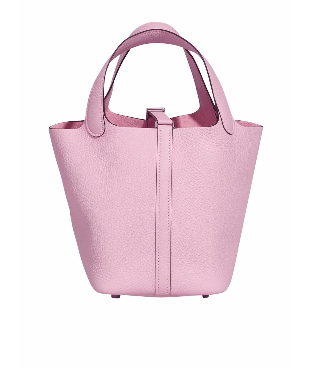 HERMES Розовая кожаная сумка с короткими ручками, фото 1