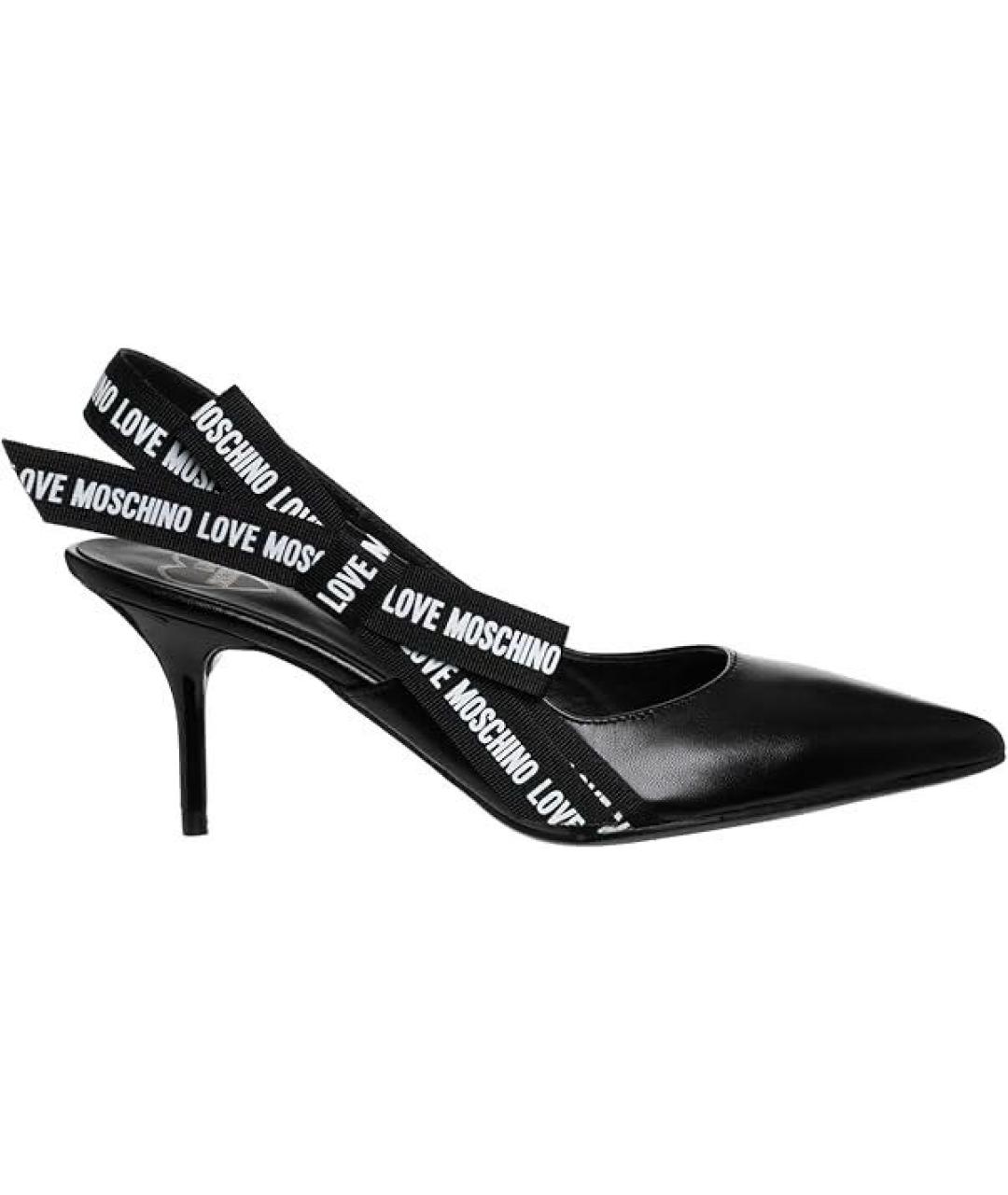 LOVE MOSCHINO Черные кожаные босоножки, фото 5