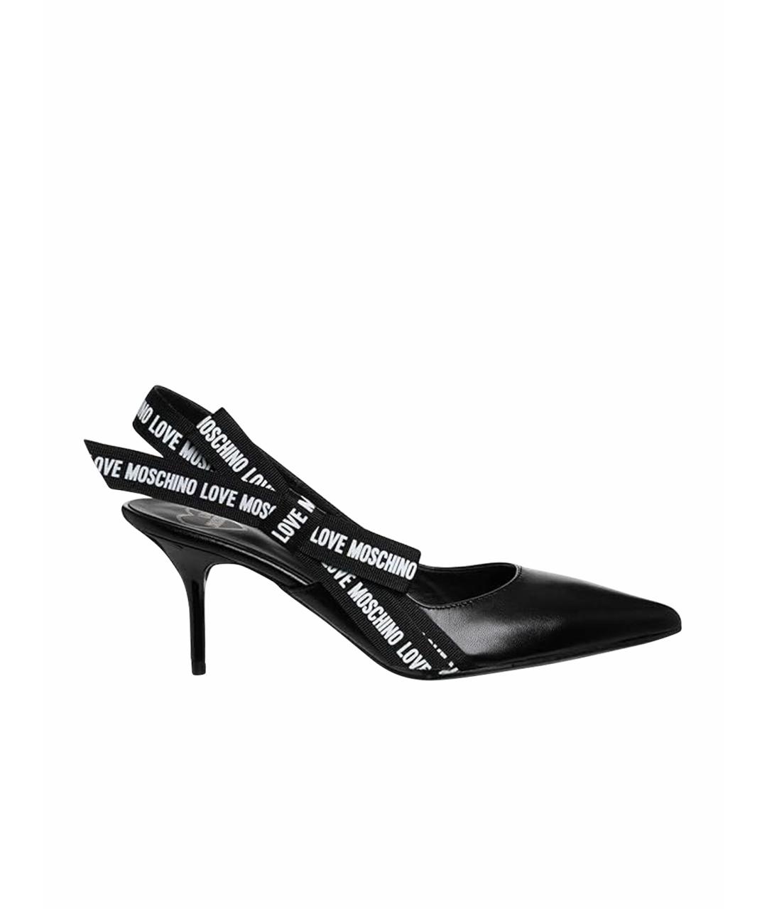 LOVE MOSCHINO Черные кожаные босоножки, фото 1