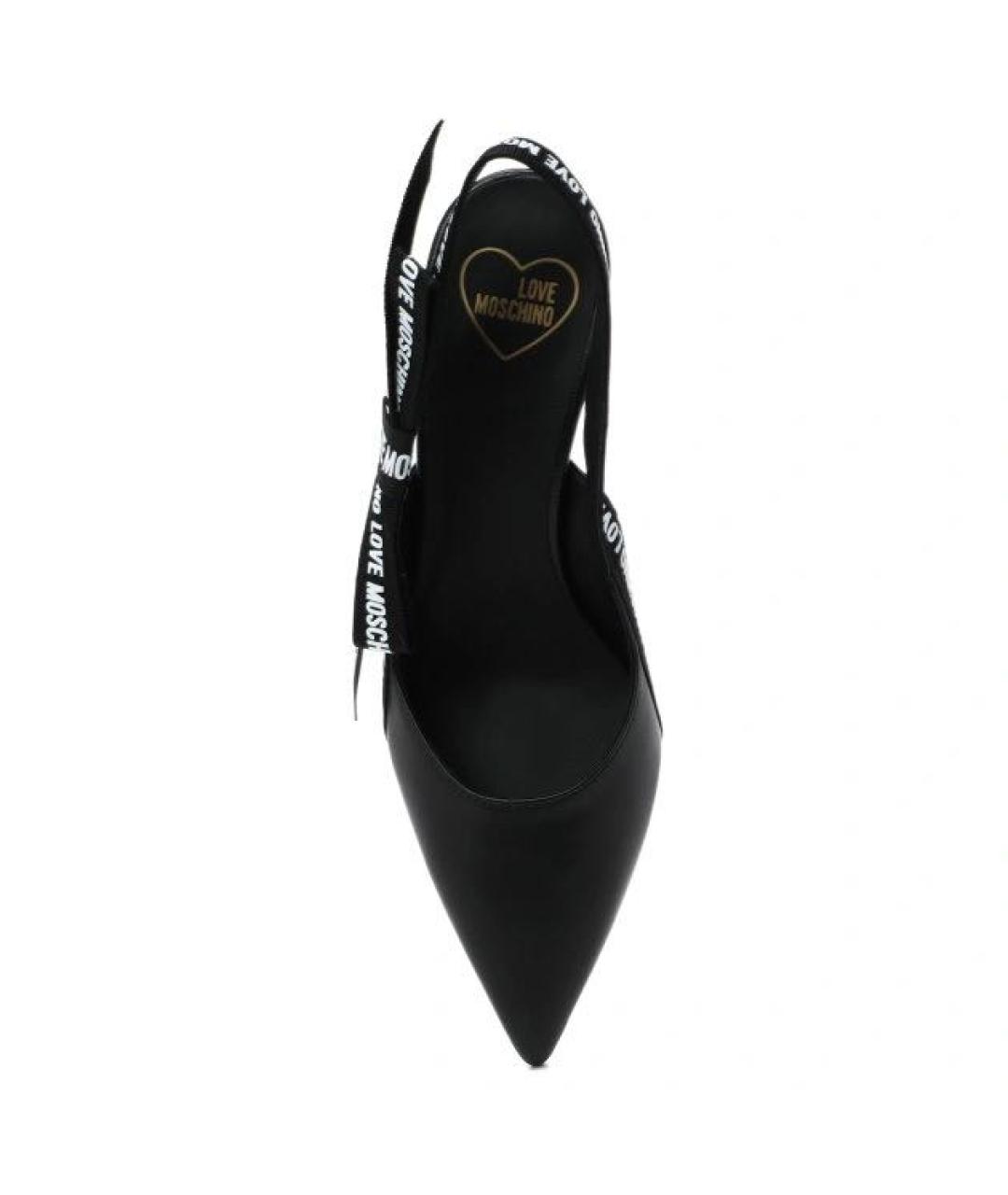LOVE MOSCHINO Черные кожаные босоножки, фото 2