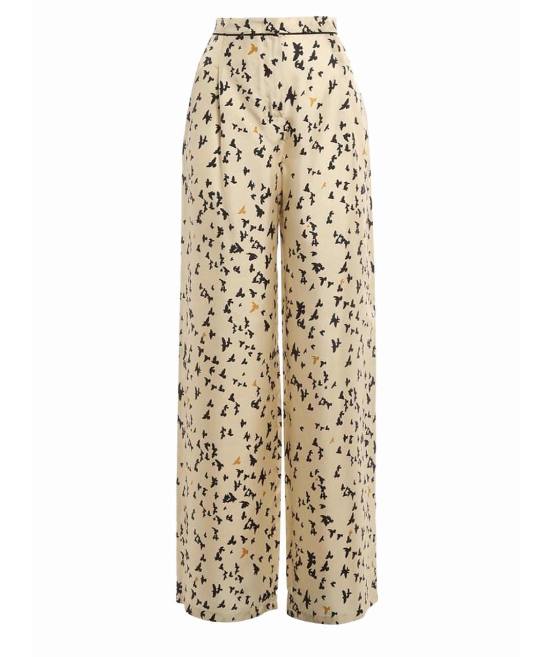 MAX MARA STUDIO Бежевые шелковые брюки широкие, фото 1