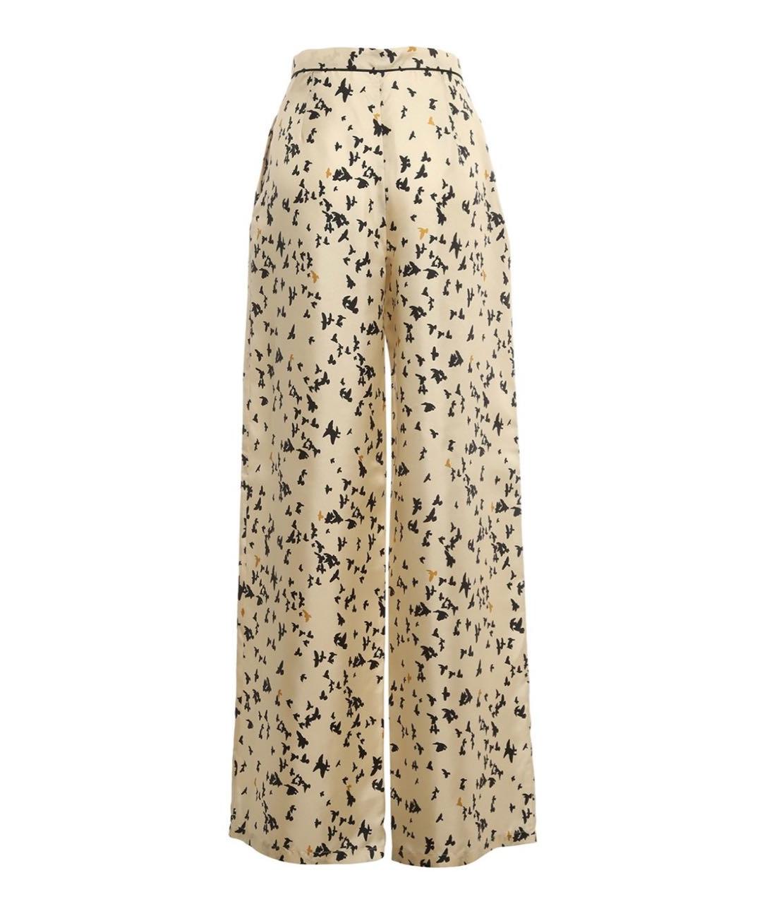 MAX MARA STUDIO Бежевые шелковые брюки широкие, фото 2
