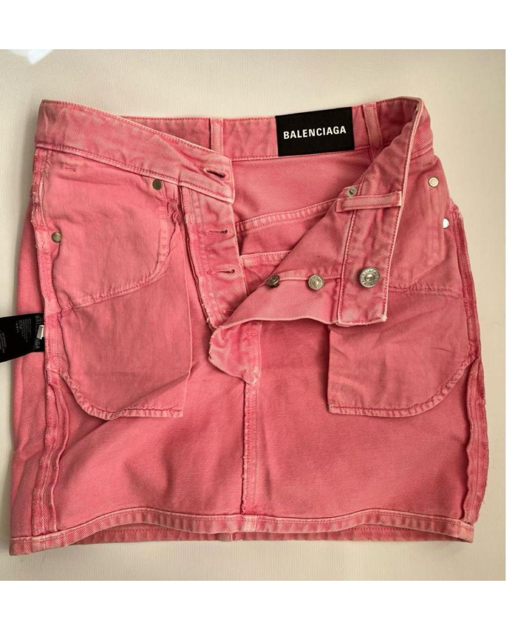 BALENCIAGA Розовая хлопковая юбка мини, фото 4
