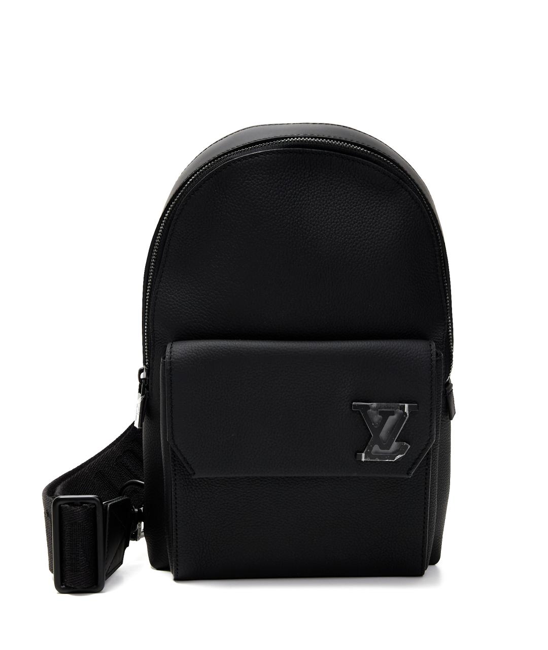LOUIS VUITTON Черная кожаная сумка на плечо, фото 2