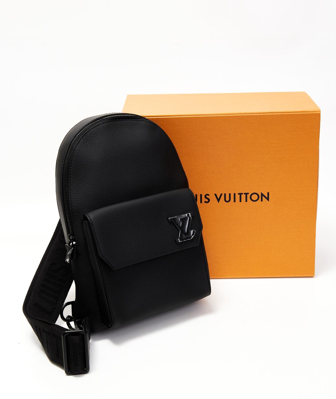 LOUIS VUITTON Черная кожаная сумка на плечо, фото 8