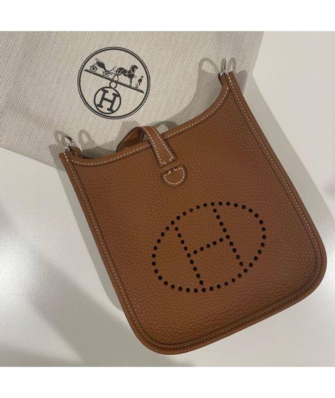 HERMES Коричневая кожаная сумка через плечо, фото 5