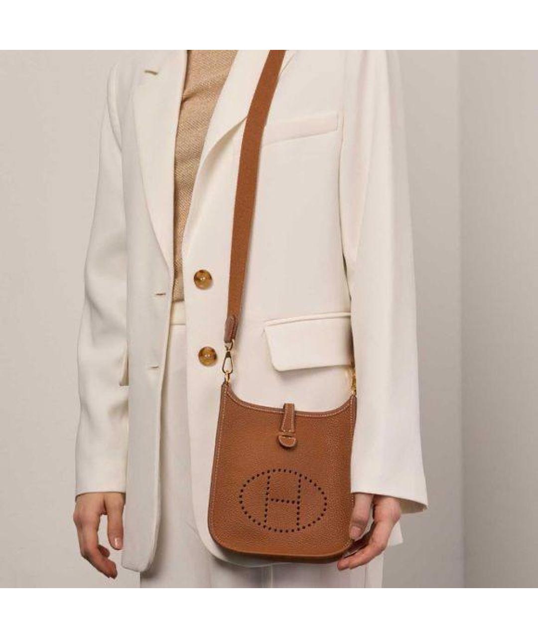 HERMES Коричневая кожаная сумка через плечо, фото 4