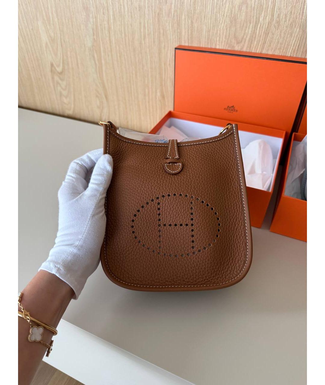 HERMES Коричневая кожаная сумка через плечо, фото 2