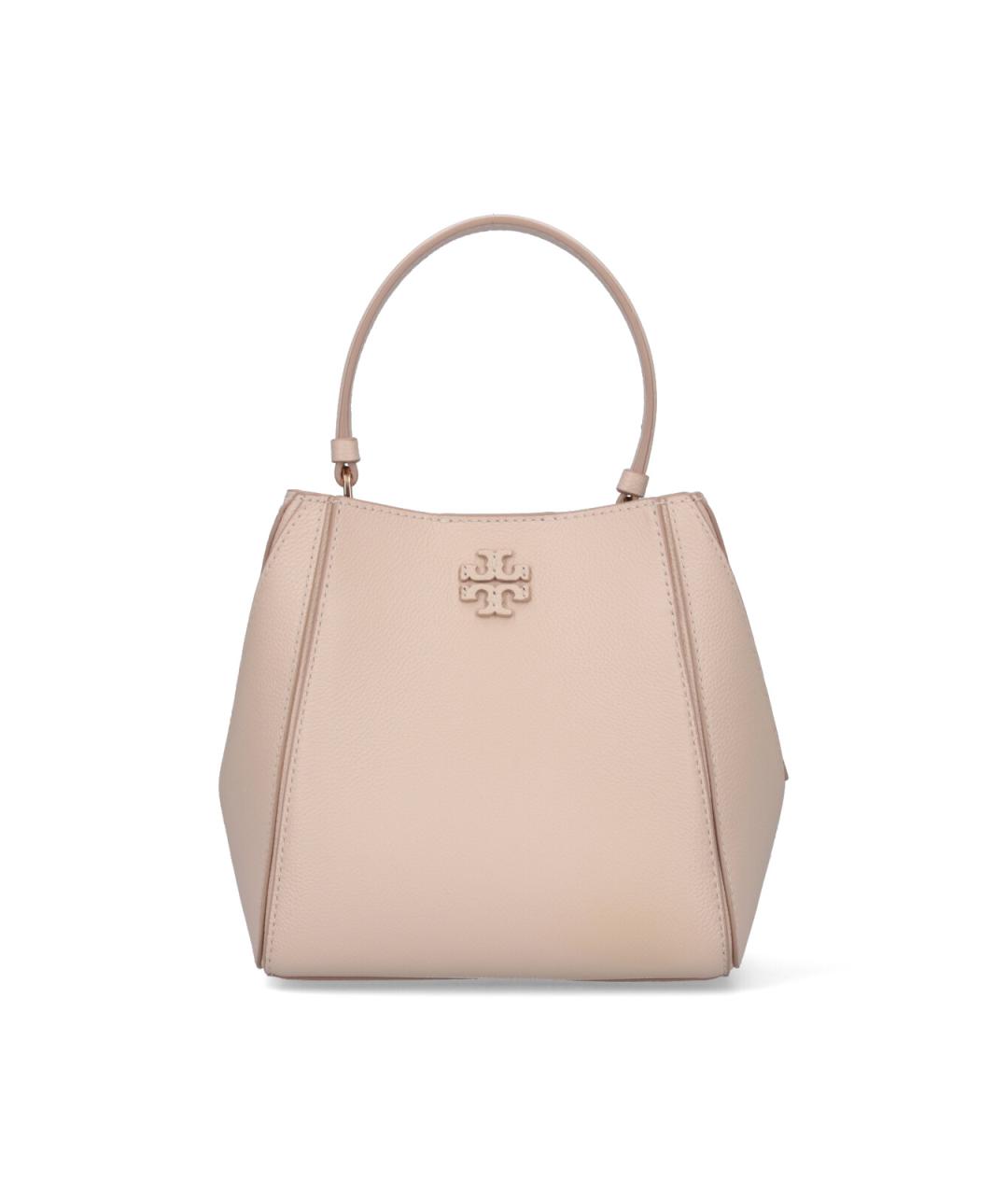 TORY BURCH Розовая кожаная сумка с короткими ручками, фото 1