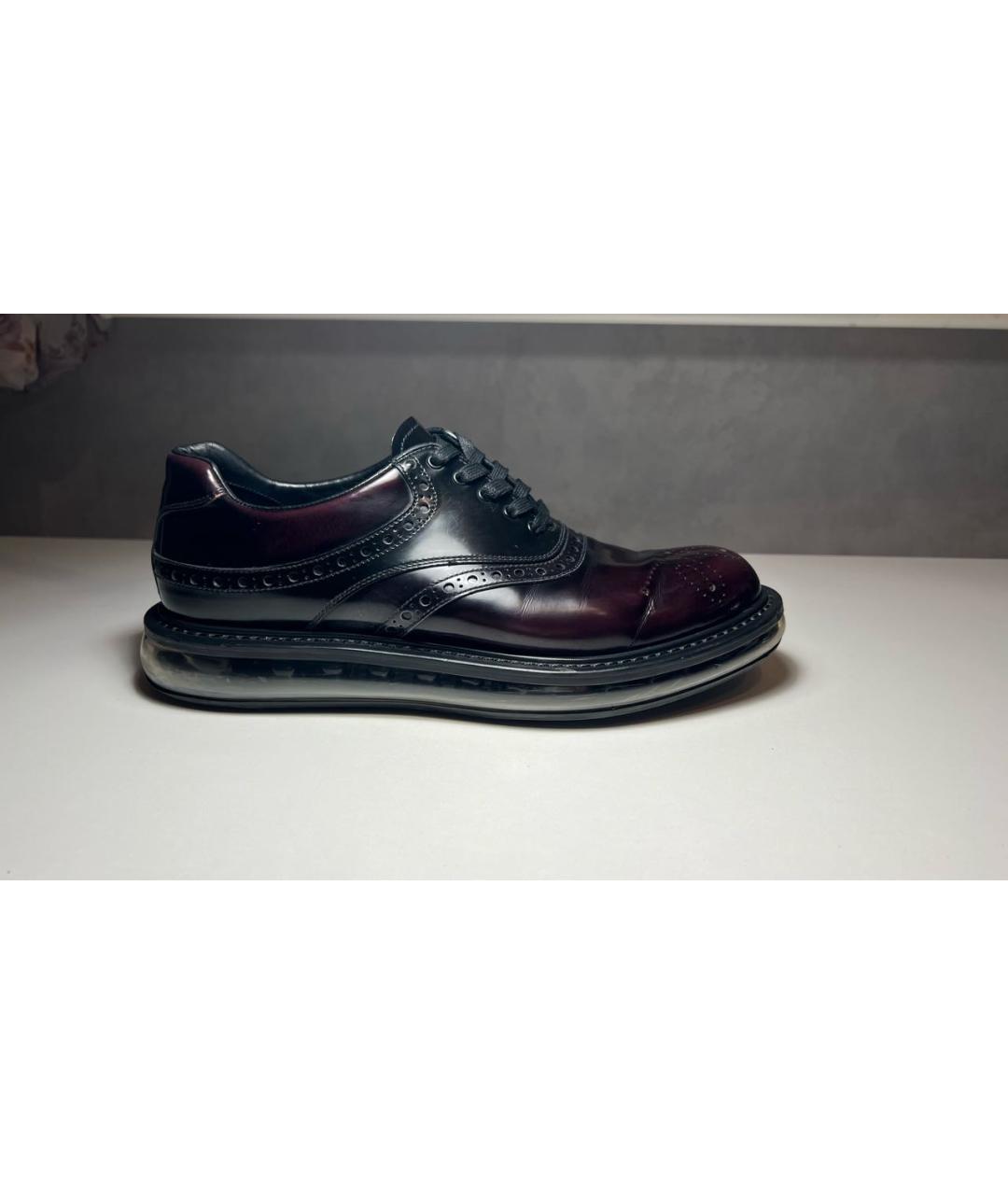 PRADA Бордовые кожаные низкие ботинки, фото 5