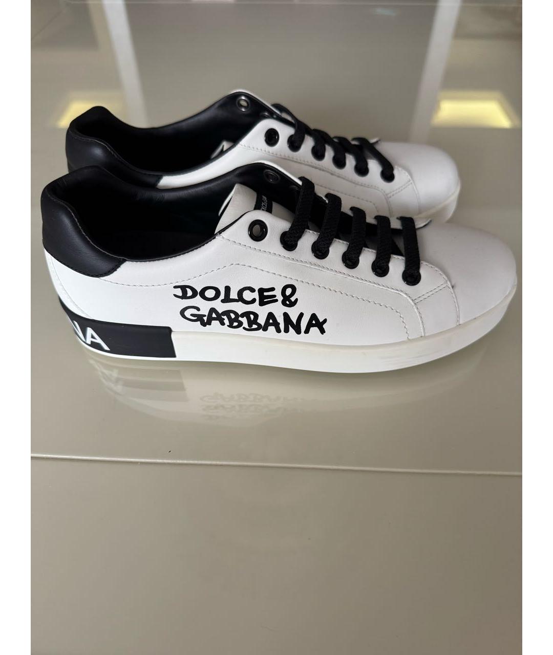 DOLCE&GABBANA Белые кожаные кеды, фото 5
