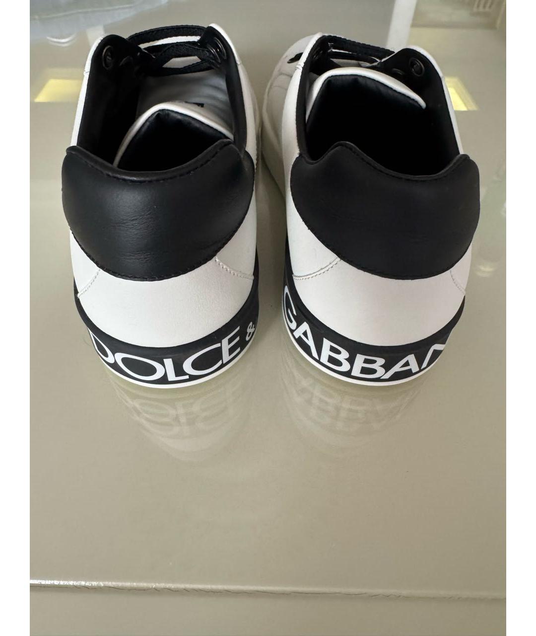 DOLCE&GABBANA Белые кожаные кеды, фото 3