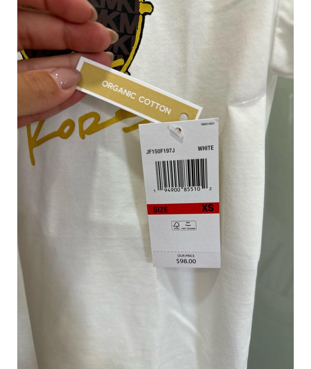 MICHAEL KORS Белая хлопковая футболка, фото 5
