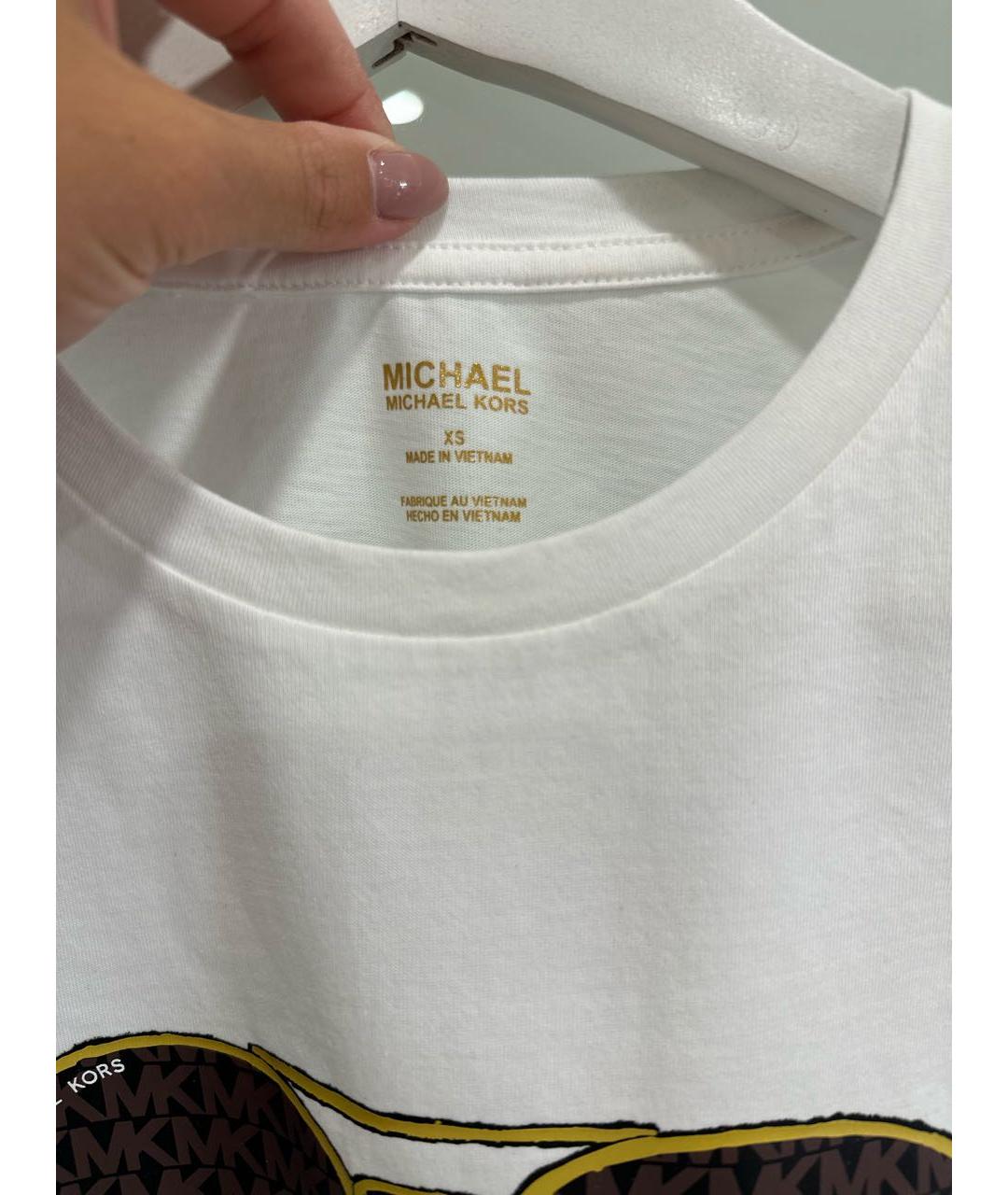 MICHAEL KORS Белая хлопковая футболка, фото 6