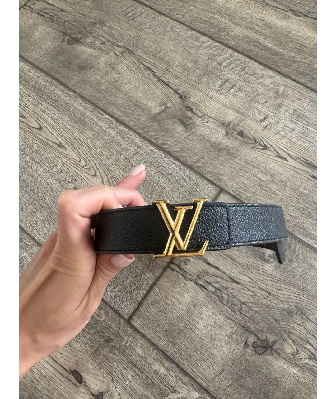 LOUIS VUITTON Черный кожаный ремень, фото 2