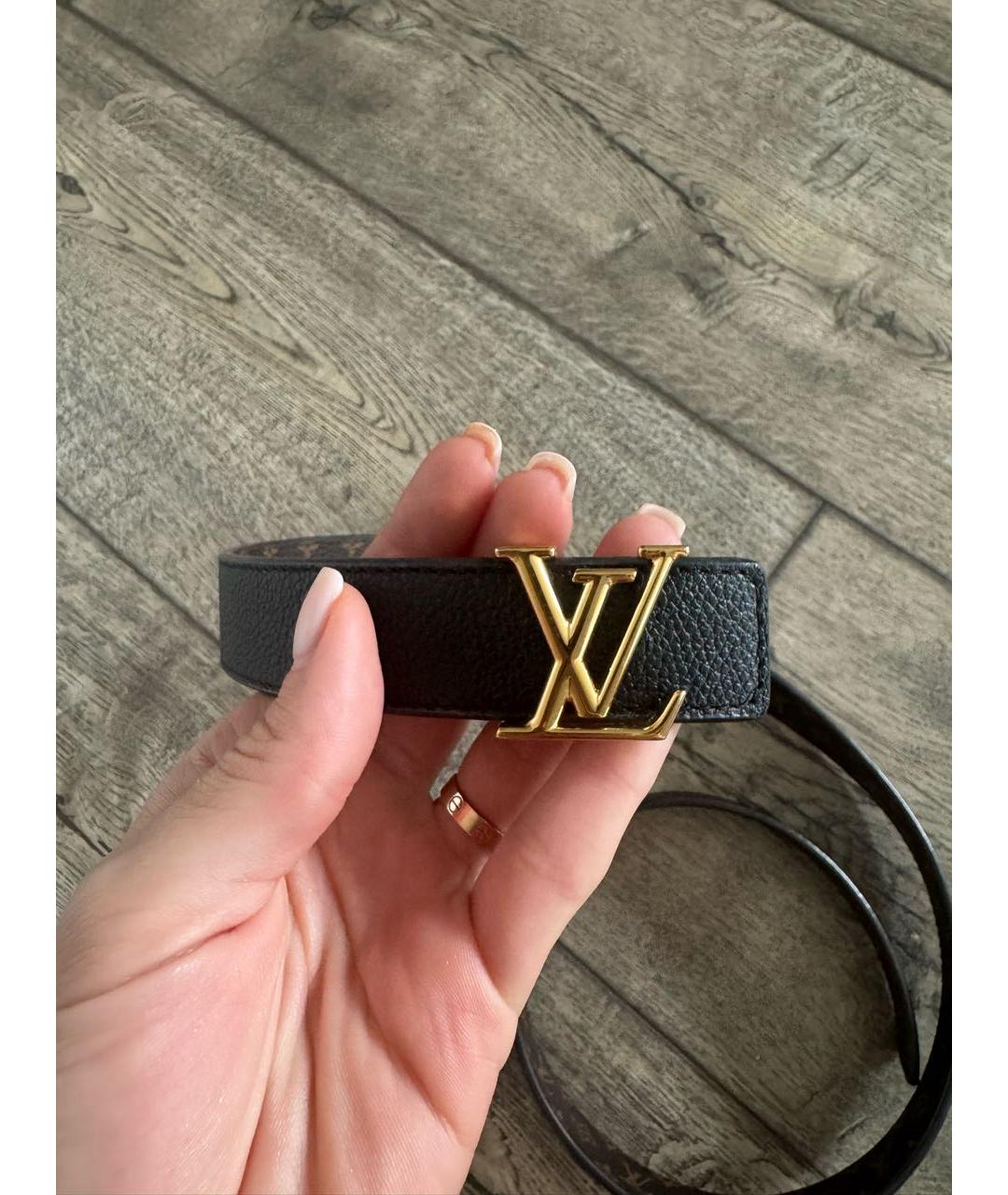 LOUIS VUITTON Черный кожаный ремень, фото 5